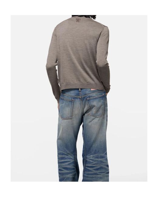 Acne Gray Zip-Up Bow Logo Cardigan for men