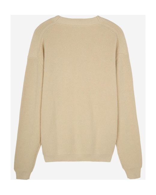 Maison Kitsuné Natural Maison Kitsuné Fox Head Embroidered Knitted Cardigan for men