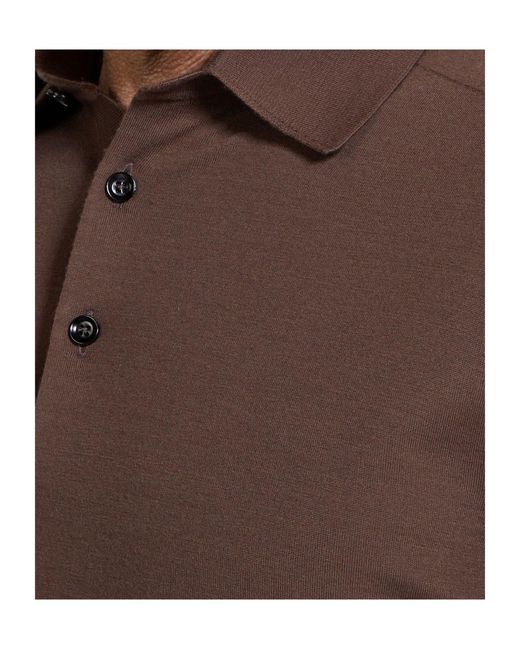 Zegna Brown Long-Sleeved Polo Shirt for men