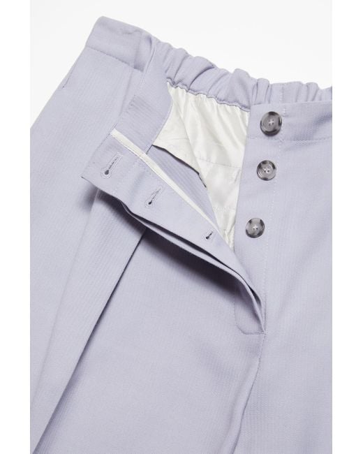 Acne Blue Mid-Waist Wide Leg Tailored Trousers