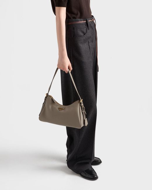 Prada Gray Aimée Zipped Medium Shoulder Bag