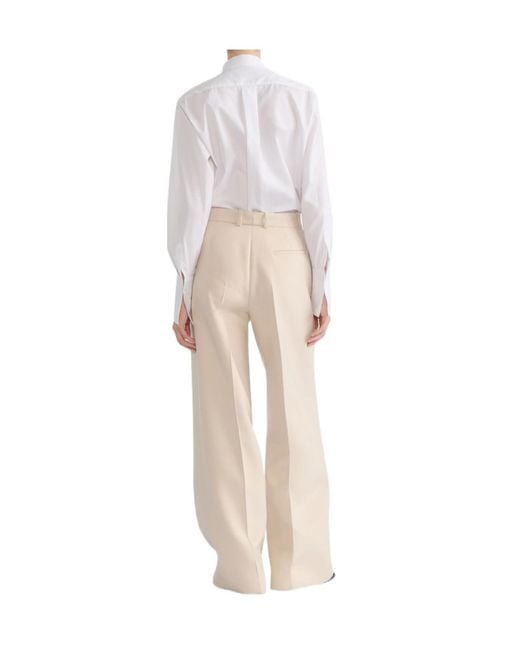 Dior White Blouse With Ruffled Neckline