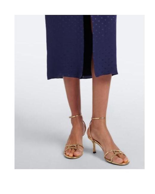 Alessandra Rich Blue Silk Jacquard Midi Dress