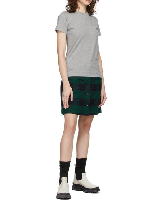 Maison Kitsuné Gray Fox Embroidery T-Shirt