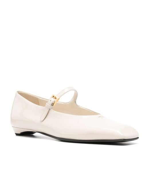 Prada White Square-Toe Ballet Flats