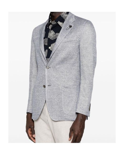 Lardini Blue Single-Breasted Buttoned Blazer for men