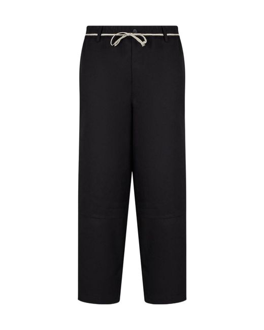 Emporio Armani Black Solid-Color Casual Trousers for men
