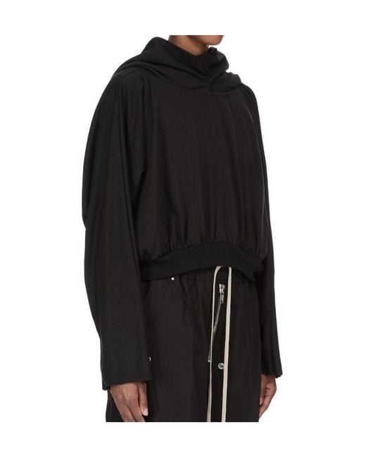 Rick Owens Black Temple Cropped Hooded Top