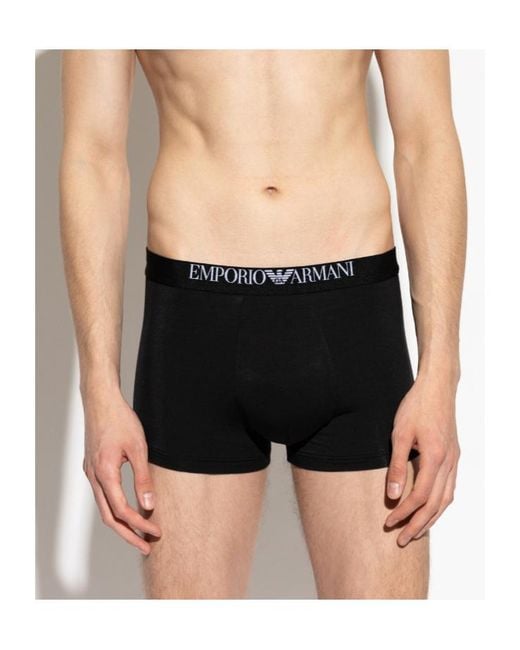 Emporio Armani Black Logo Waistband Boxer Briefs for men