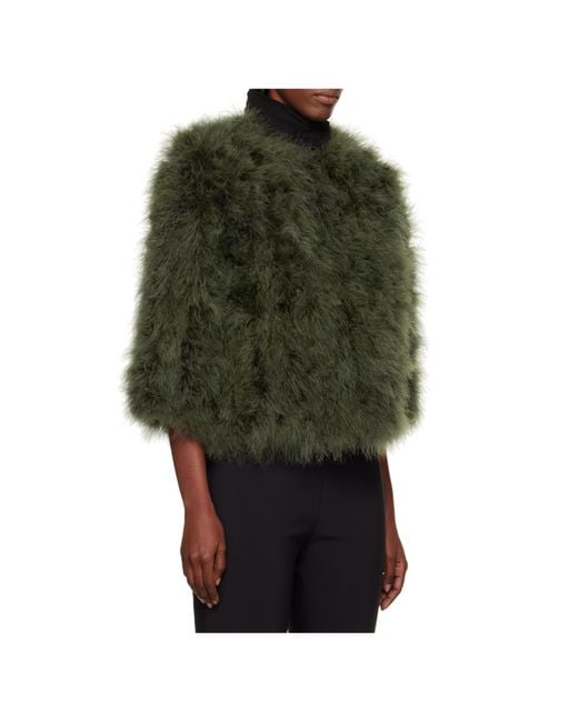 Yves Salomon Green Short Feather Jacket