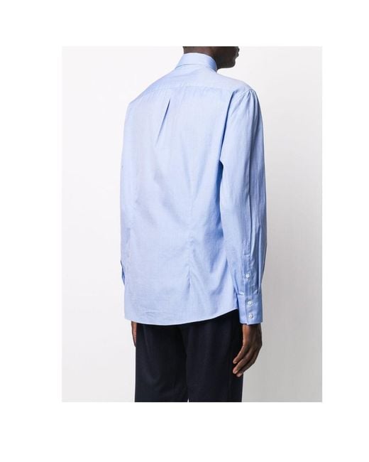 Brunello Cucinelli Blue Plain Cotton Shirt for men