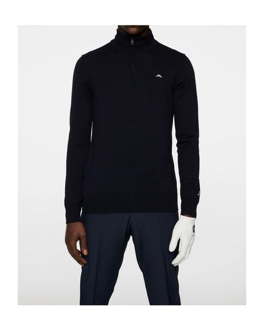 J.Lindeberg Blue Long Sleeve Logo Knit Sweater for men