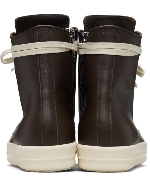 Rick Owens Brown Temple High-Top Casual Sneakers for men