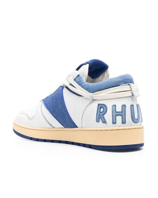 Rhude Blue Logo-Lettering Lace-Up Sneakers for men