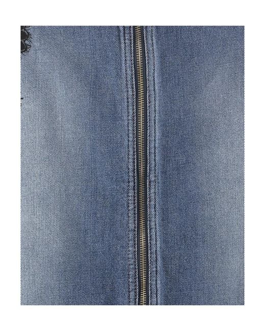 Moschino Blue Zipper Detail Denim Skirt
