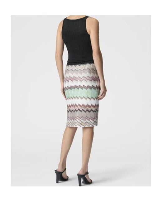 Missoni Gray Side Slit Lamé Midi Skirt