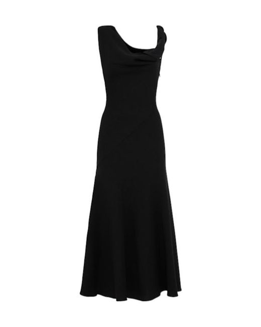 The Row Black Violetta Draped Silk Crepe Long Dress