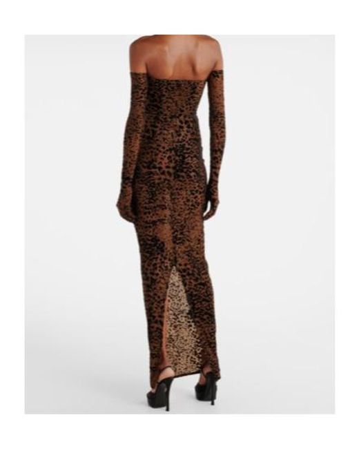 Alex Perry Brown Leopard-Print Corset Gown