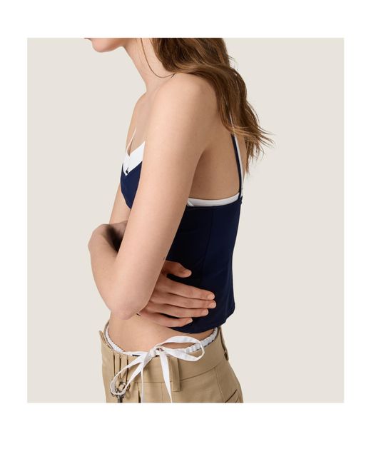 Miu Miu Blue Stretch Jersey Top