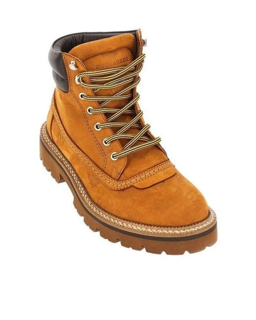 DSquared² Brown D2 Monogram Ankle Boots for men