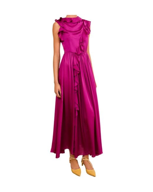 Ulla Johnson Purple Saanvi Cascading Ruffle Dress