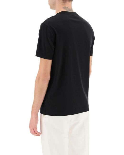 Emporio Armani Black Logo-Print Lyocell-Cotton T-Shirt for men