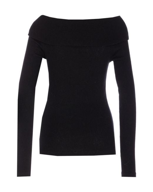 Lisa Yang Black Claudina Off-Shoulder T-Shirt