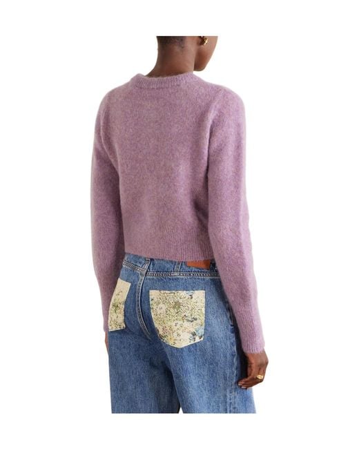ALÉMAIS Purple Sequin-Embellished Mohair, Alpaca And Wool-Blend Cardigan