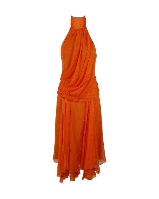 Alberta Ferretti Orange Logo Dress