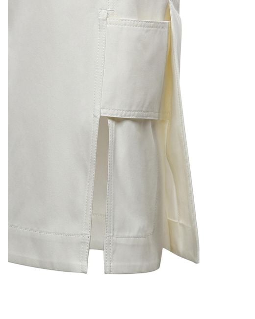 Bottega Veneta White Belt Loop A-Line Midi Skirt