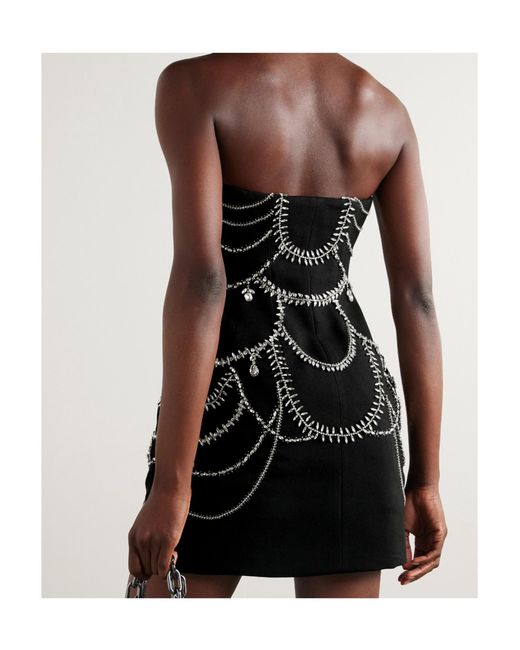 Jonathan Simkhai Black Arta Strapless Crystal-Embellished Cady Mini Dress