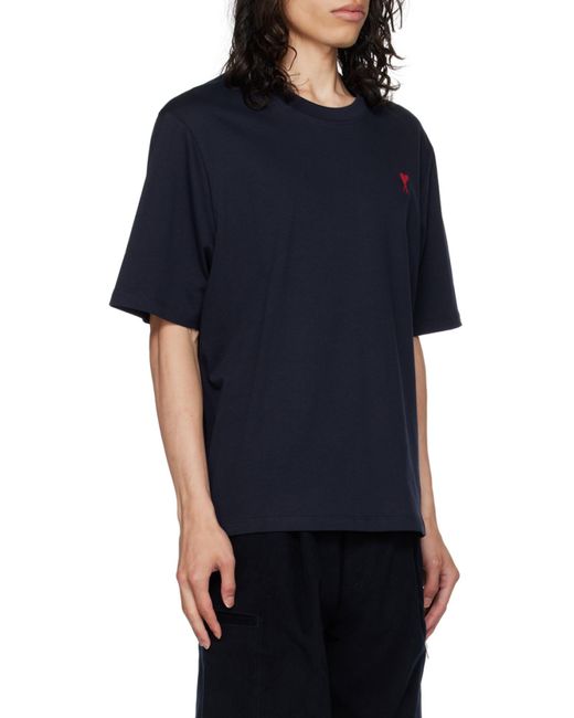 AMI Blue Ami De Coeur Logo Embroidered Crewneck T-Shirt for men