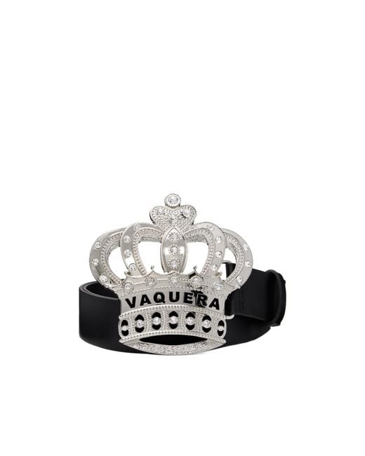 VAQUERA White Swarovski Crystal Crown Belt for men
