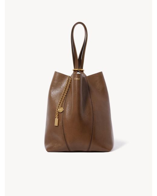 Chloé Brown Chloé Spin Charm Detailed Tote Bag