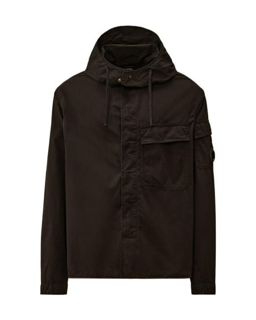 C P Company Black Flap-Pocket Hooded Jacket for men