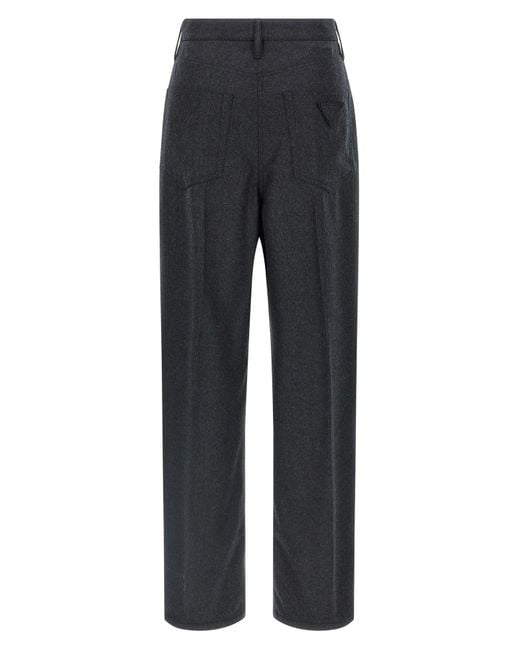 Prada Blue Logo Detailed Pleated Trousers