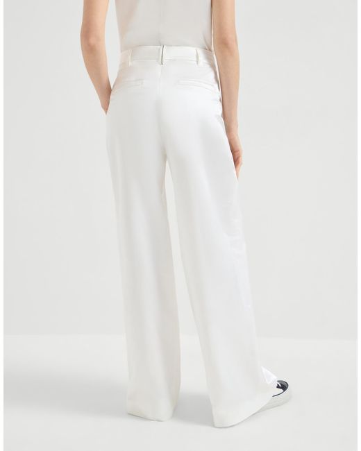 Brunello Cucinelli White Pleated Palazxzo Pants