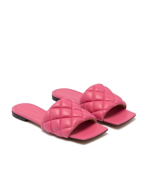 Bottega Veneta Pink Matelassé Flat Sandals
