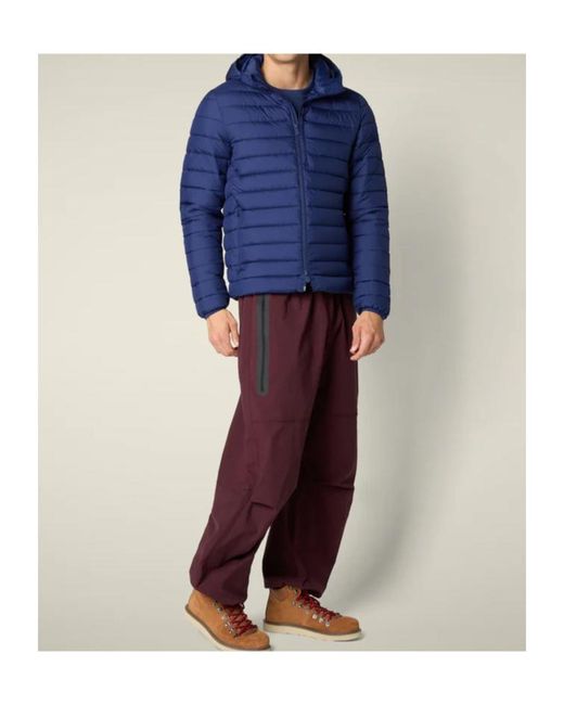 Save The Duck Blue Logo Hooded Puffer Jacket for men