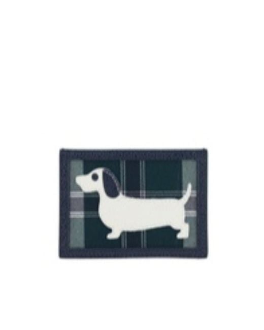 Thom Browne Blue Hector Tartan Patch Cardholder for men