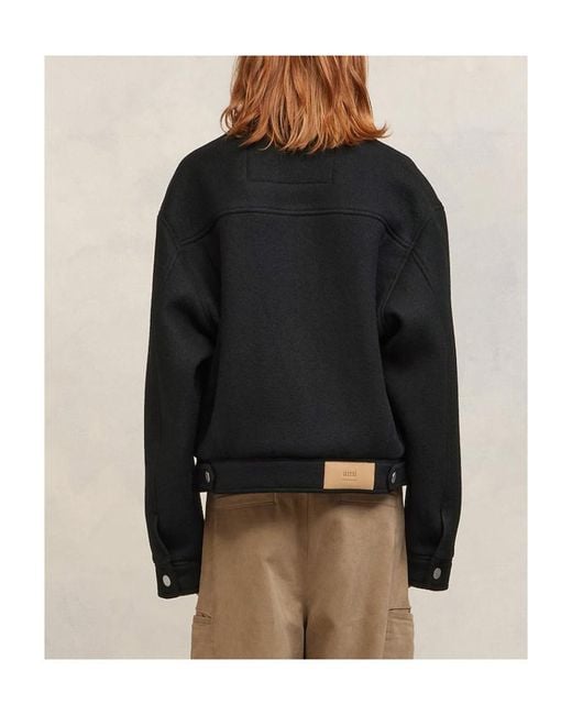 AMI Black Long-Sleeve Wool Jacket for men