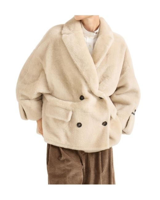 Brunello Cucinelli Natural Button Fur Jacket