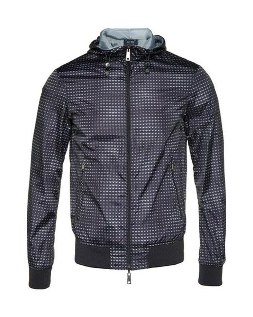 Armani Jeans Blue Hooded Casual Jacket for men