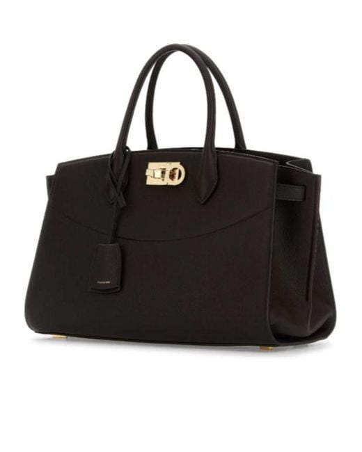 Ferragamo Black Ferragamo Top Handle Tote Bag