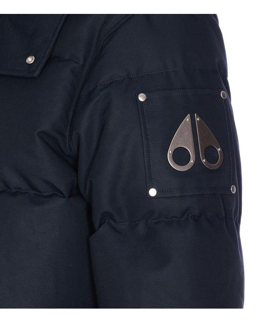 Moose Knuckles Blue Zip Detailed Hooded Coat for men