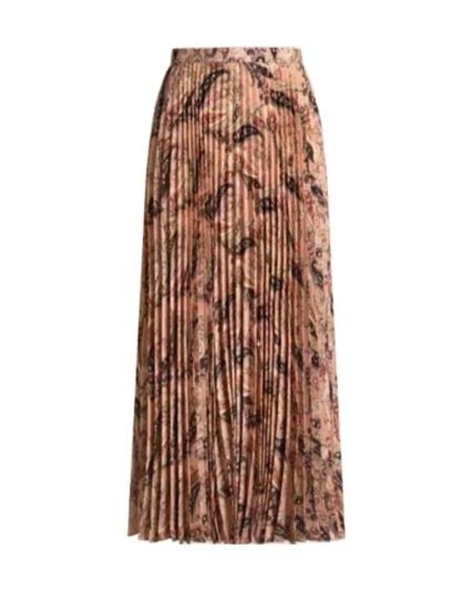 Etro Brown Stretch Sable Maxi Skirt With Floral Paisley Motif
