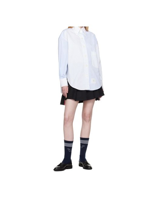 Thom Browne White Pinstriped Poplin Shirt
