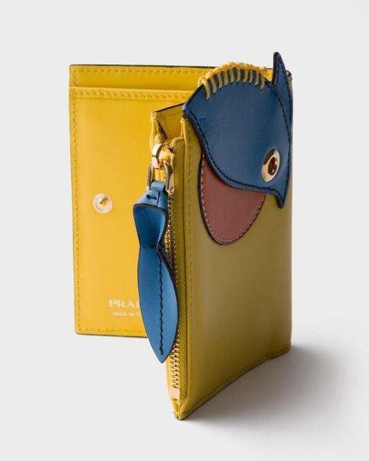 Prada Yellow Animal Appliqué Zip Wallet