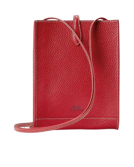 Polo Ralph Lauren Red Pebbled Leather Crossbody Bag
