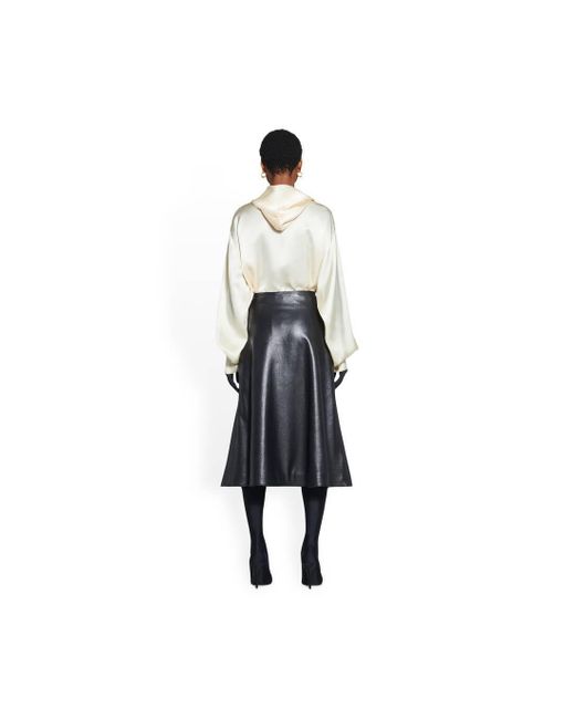 Balenciaga Black A-Line Leather Skirt